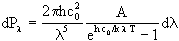 Planck - Strahlungsgesetz - Gleichung