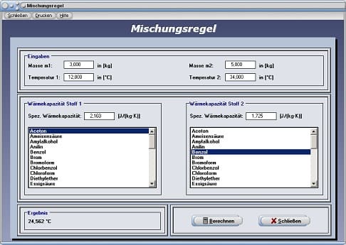 Thermodynamik | Mischungsregel | Wärmetausch | Formel