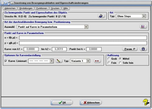 SimPlot - Kurve - Parameter - Bewegen - Bremsen - Beschleunigen - Punkt