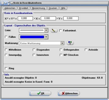 Simplot - Kreis - Koordinatenform - Koordinaten - Graphik - Diagonalen - Farbe - Ring - Gleichung