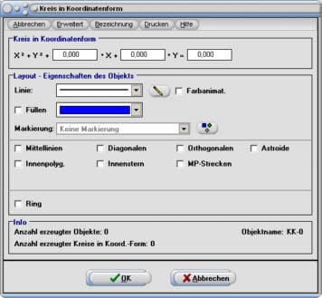 Simplot - Kreis - Koordinatenform - Koordinaten - Graphik - Diagonalen - Farbe - Ring - Gleichung