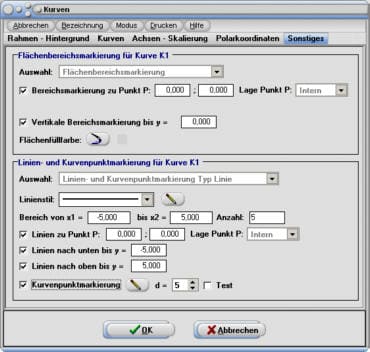 SimPlot - Kurve - Funktion - Graph - Plotter - Markierung - Flächen - Füllen - Füllung - Bereich