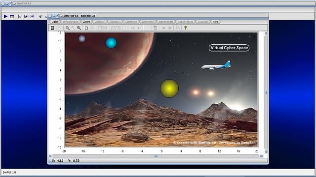 SimPlot - Animation - Bilder - Simulation - Planet - Weltall - Science fiction - Interaktive Grafiken - Programm - Tool - Analyse - Simulationen