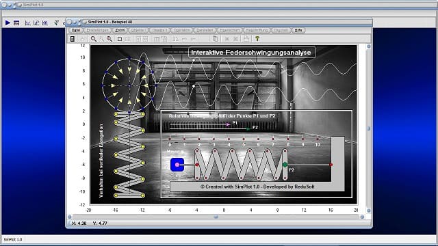 SimPlot - Animation - Bilder - Simulation - Feder - Federbewegung - Elongation - Bewegte Bilder - Infografiken - Datenvisualisierung - Animationsprogramm