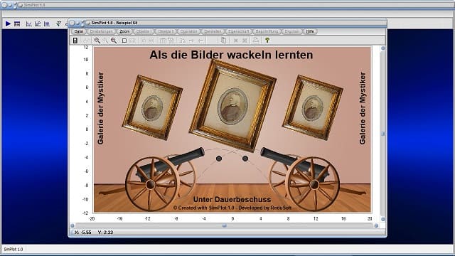 SimPlot - Animation - Bilder - Simulation - Gemälde - Kanone - Interaktive Grafiken - Programm - Tool - Analyse - Simulationen