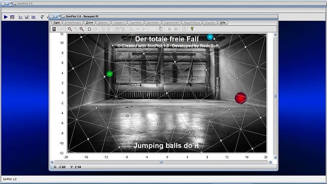 SimPlot - Animation - Bilder - Simulation - Fallende Bälle - Gitter - Kugeln - Animationsprogramm - Bewegte Grafik