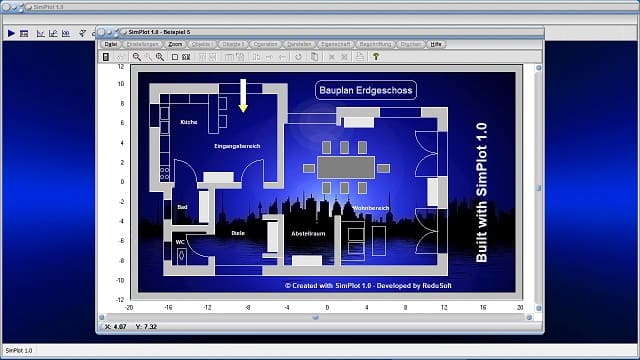 SimPlot - Animiert - Bilder - Wohnraum - Zeichnung - Draufsicht - Präsentation - Software - Konstruktion - Schaubilder - Infografik