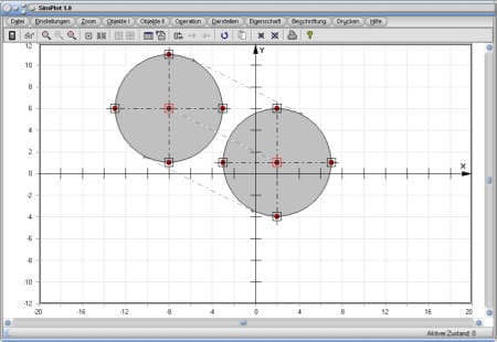 SimPlot - Kreise verschieben - Grafik - Bilder - Hilfslinien - Punkte - Mittelpunkt