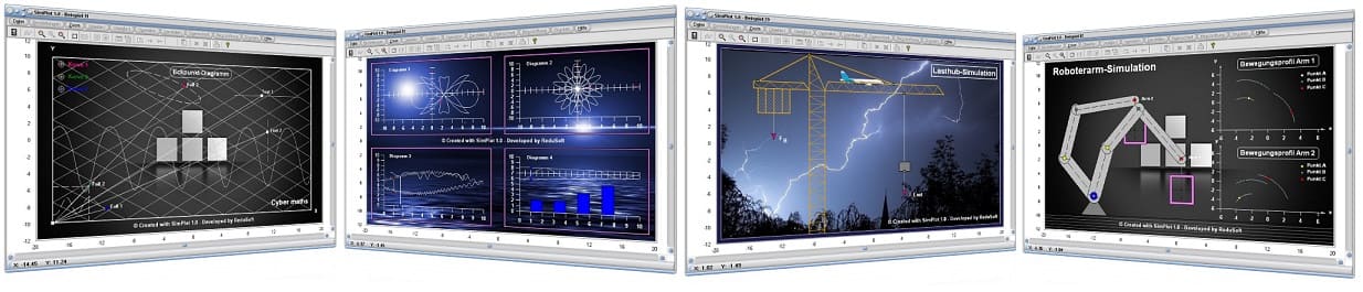 SimPlot - Software - Programm - Computeranimationen - Computergrafik - Visualisierungsprogramm - Grafikanimationen - Simulator - Datenvisualisierung - Modelle - PC - Anwendungssoftware - Wissenschaftliche Simulationen - Daten - Diagramme - Zeichnen - Schaubilder - Animierte Grafiken - Animationsgrafiken - Animationsprogramm - Technische Animationen - Darstellen - Plotten - Grafiken - Zeichnen - Plotter