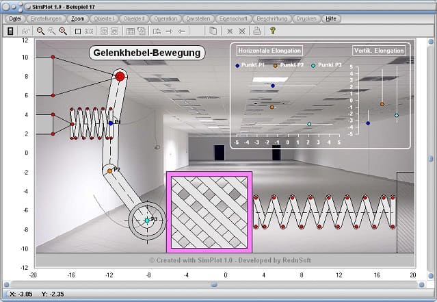 SimPlot - Steuerung - Animation - Gelenk - Gelenkhebel - Diagramm - Feder