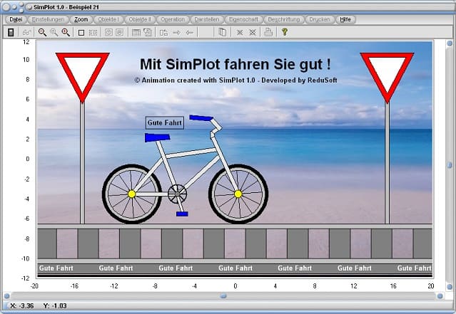 SimPlot - Simulationen - Automatisch - Echtzeit - Bewegungen - Bilder - Fahrrad - Verkehrsschild