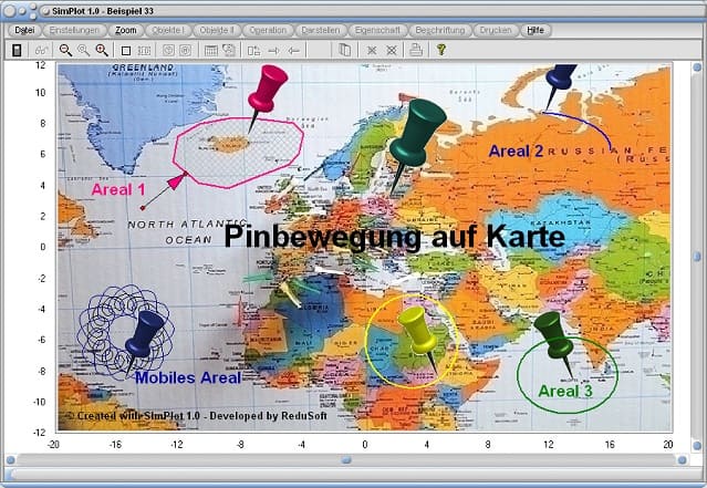 SimPlot - Zeichnung - Zeichnen - Simulationen - Karte - Landkarte - Pin - Animiert
