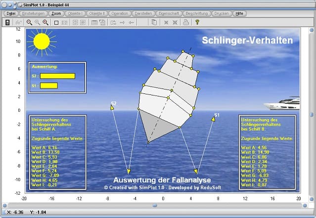 SimPlot - Animationssoftware - Schlingern - Kippen - Wippen - Schiff - Neigung