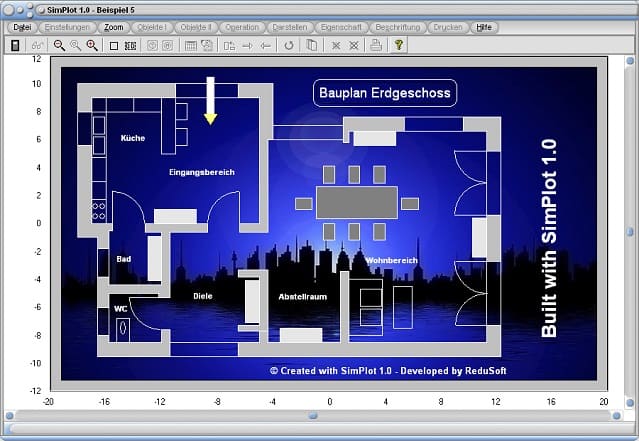 SimPlot - Wohnraum - Bild - Darstellung - Zeichnung - Einrichtung - Bauplan