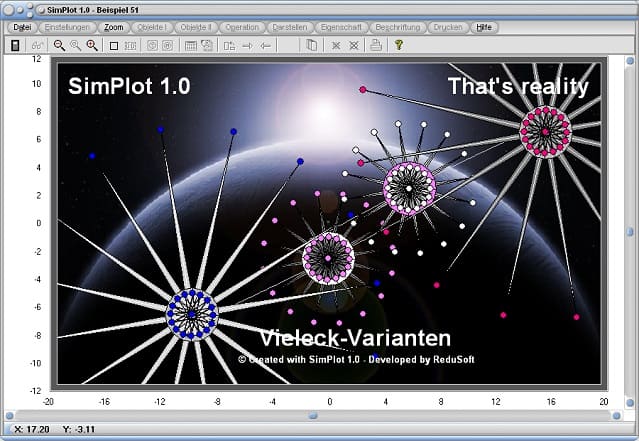 SimPlot - Bewegte Bilder - Animation - Sterne - Vielecke - Erde - Planet - Weltall - Universum