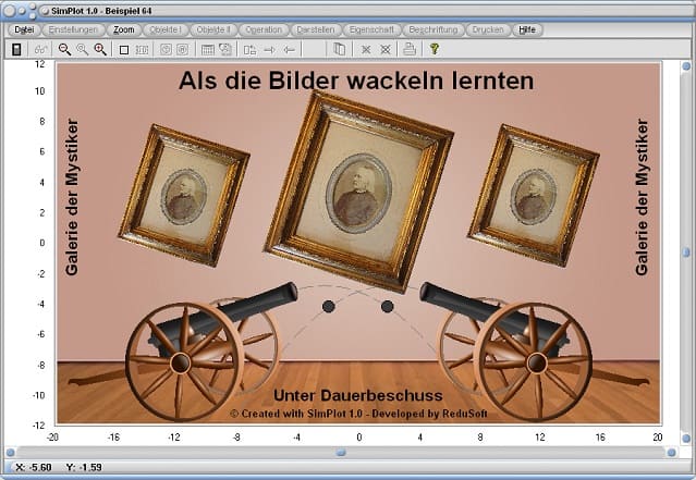 SimPlot - Bewegtes Bild - Bild drehen - Simulation - Bilder - Animiert - Kanone - Schuss - Kugel