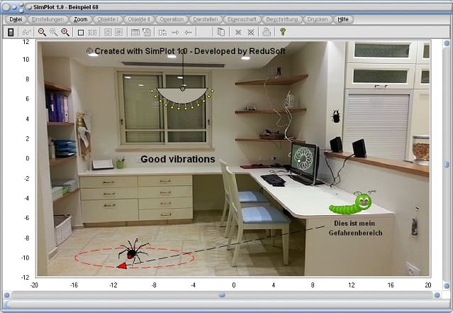 SimPlot - Spinne - Raupe - Bewegung - Rotation - Translation - Animation - Vibration - Lampe