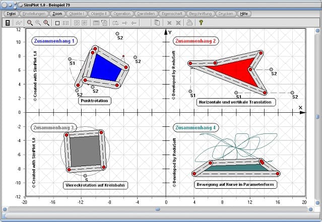 SimPlot - Grafik - Geometrie - Funktion - Raster - Auflösung - Polygone - Achsenkreuz - Koordinaten