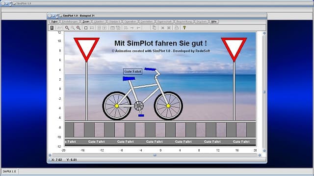 SimPlot - Animierte Grafik - Animationsgrafik - Animationsprogram - Visualisieren - Visualisierung - Fahhrad - Bewegung - Simulieren - Plotter