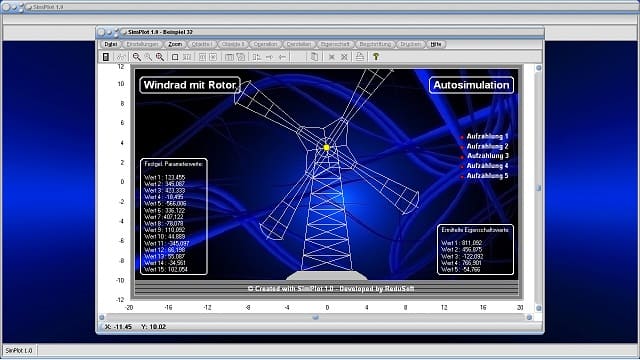 SimPlot - Rotationen - Translationen - Zeit - Zeitsteuerung - Zeitgesteuert - Zeitorientiert - Anweisungen - Ablauf - Abläufe - Bedingungen - Zeichenebene - Geometrisches Zeichnen - Simulation - Simulieren - Software